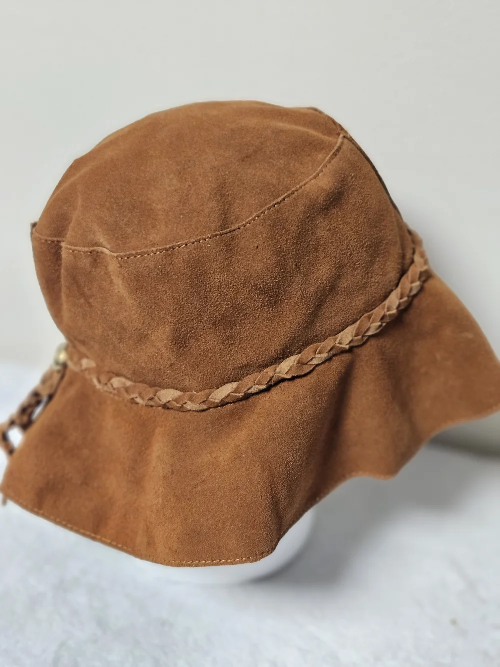 Suede Brown Floppy Hat Braided Band Rodeo Western Mexico Boho Cowboy